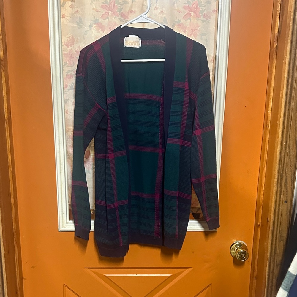 Pendleton teal and navy Plaid Cardigan